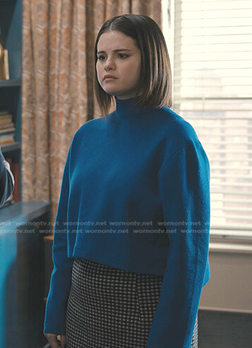 Mabel blue turtleneck sweater on Only Murders in the Building
