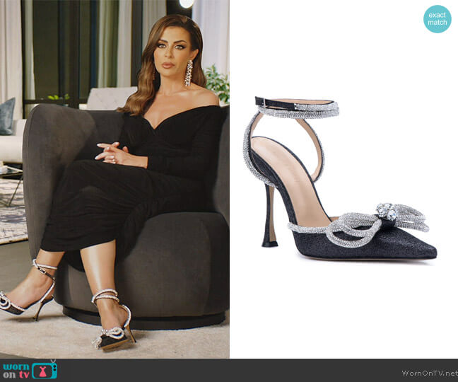 Double Crystal Bow Pointed Toe Pump by Mach & Mach worn by Nina Ali (Nina Ali) on The Real Housewives of Dubai