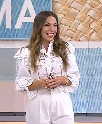 Melissa Garcia’s white eyelet ruffle blouse on Today