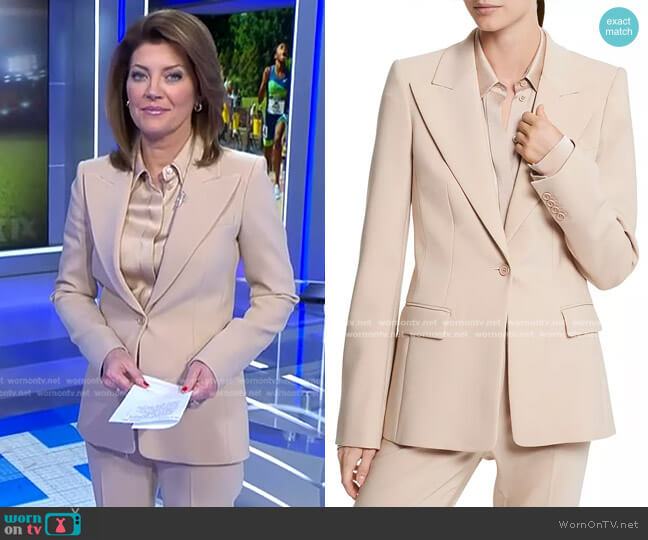 Wide Lapel Crepe Wool Blazer by Michael Kors worn by Norah O'Donnell  on CBS Evening News