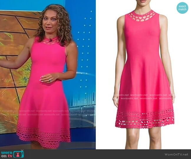 Sleeveless Cutout Swing Dress by Milly worn by Ginger Zee on Good Morning America