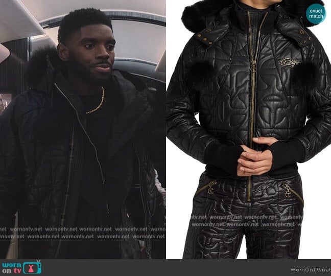 Moose Knuckles x Telfar Unisex Leather Bomber Jacket by Moose Knuckles worn by Tom Swift (Tian Richards) on Tom Swift