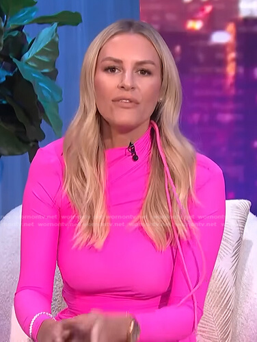 Morgan's pink ruched dress on E! News Nightly Pop