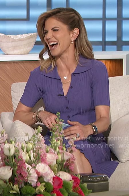 Natalie's purple ribbed polo dress on The Talk