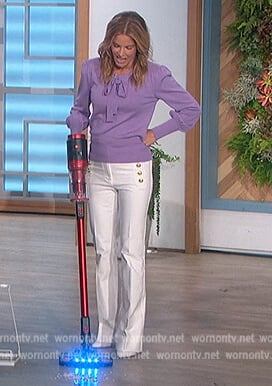 Natalie’s white button detail jeans on The Talk