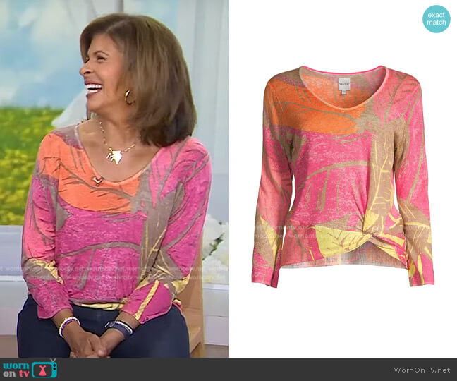 Full Bloom Twist Front Linen Blend Sweater by Nic + Zoe worn by Hoda Kotb on Today