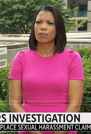 Nikole Killion's pink short sleeve dress on CBS Mornings