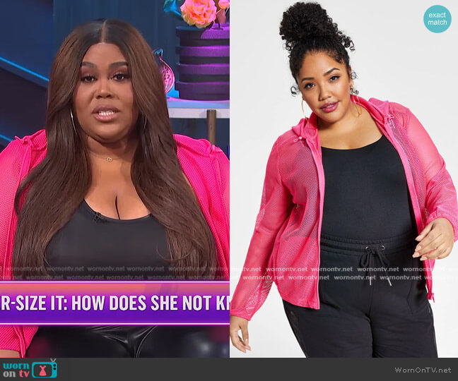 Trendy Plus Size Mesh Hoodie Jacket by Nina Parker worn by Nina Parker  on E! News