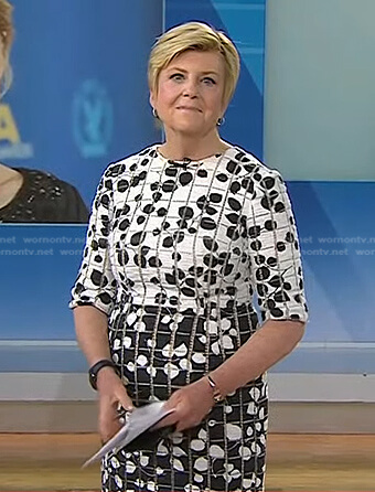 Anne Thompson's black and white leaf print dress on Today