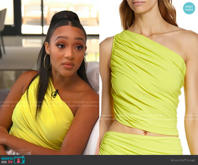 Diana One-Shoulder Swim Top by Norma Kamali worn by Lauren Simmons on Today