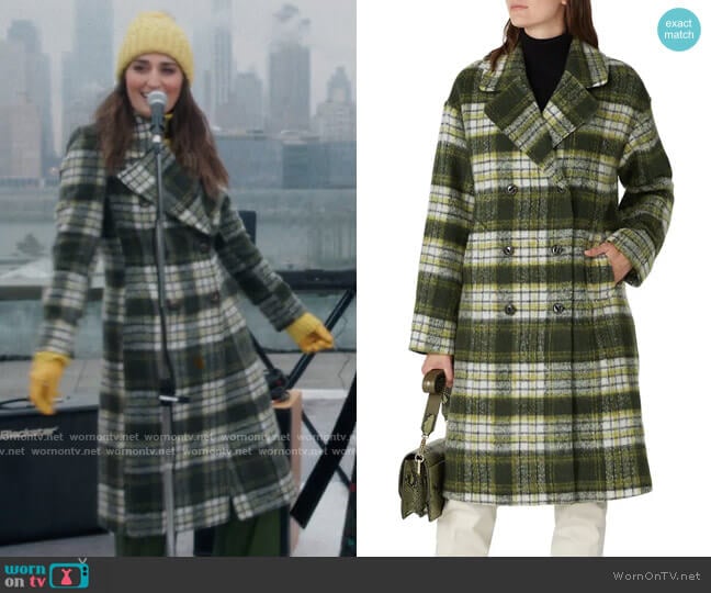 NVLT Plaid Oversized Coat worn by Dawn Solano (Sara Bareilles) on Girls5eva