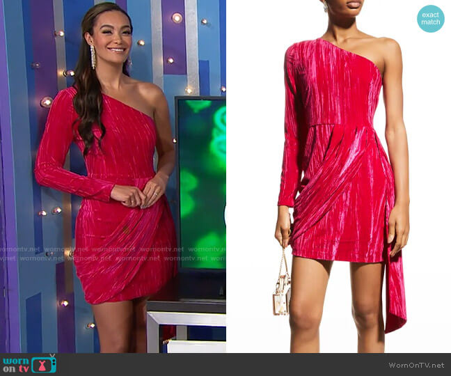 One33 Social One-Sleeve Crushed Velvet Dress worn by Alexis Gaube  on The Price is Right