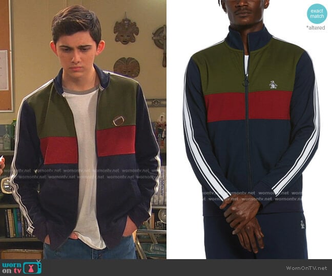 Color Block Track Jacket by Original Penguin worn by Neil (Felix Avitia) on Ravens Home