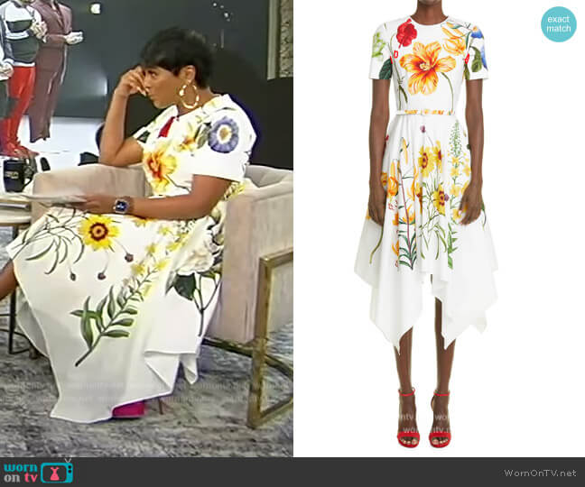 Floral Cotton Poplin Midi Dress by Oscar de la Renta worn by Tamron Hall  on Tamron Hall Show