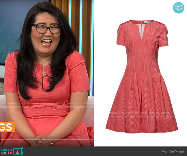 Oscar de la Renta Pleated cotton-blend taffeta dress worn by Jenny Han on CBS Mornings