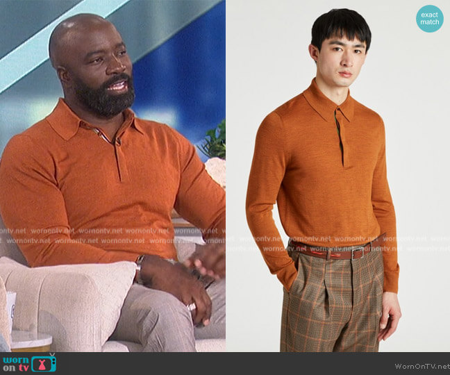 Merino Long Sleeve Polo Shirt by Paul Smith worn by Mike Colter on The Talk