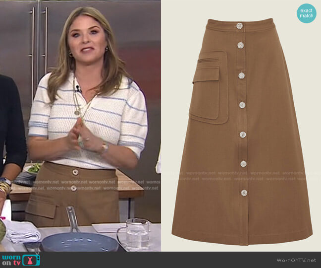 Stretch Cotton Button Front Skirt by Pearl by Lela Rose worn by Jenna Bush Hager on Today