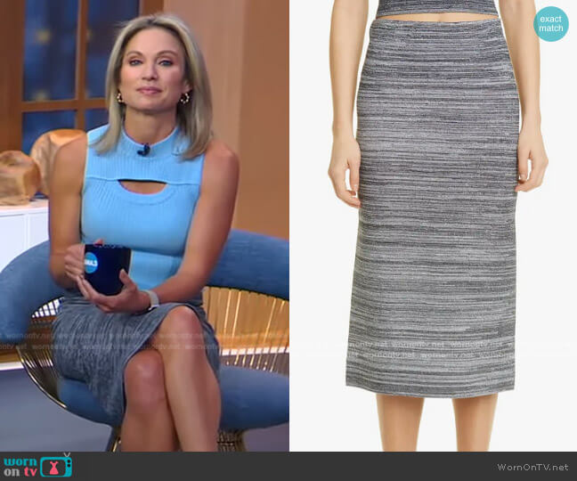 Striated Knit Pencil Skirt by Proenza Schouler White Label worn by Amy Robach on Good Morning America