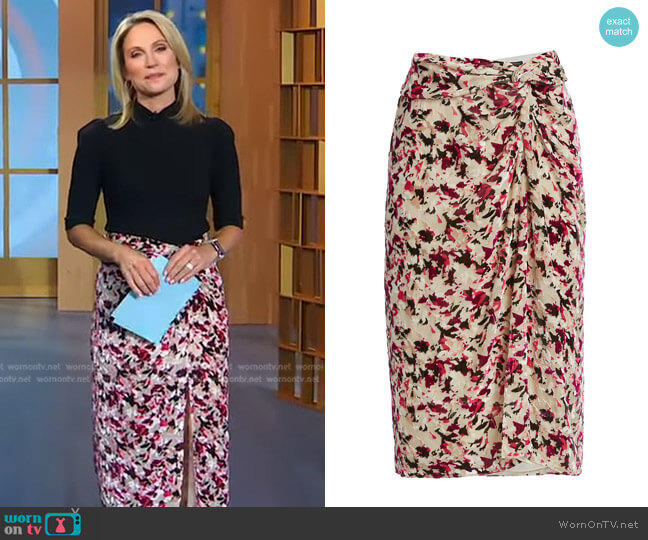 WornOnTV: Amy’s black mock neck top and abstract print skirt on Good ...