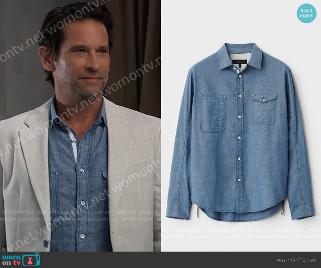 Engineered Linen Shirt by Rag and Bone worn by Michael Easton on General Hospital