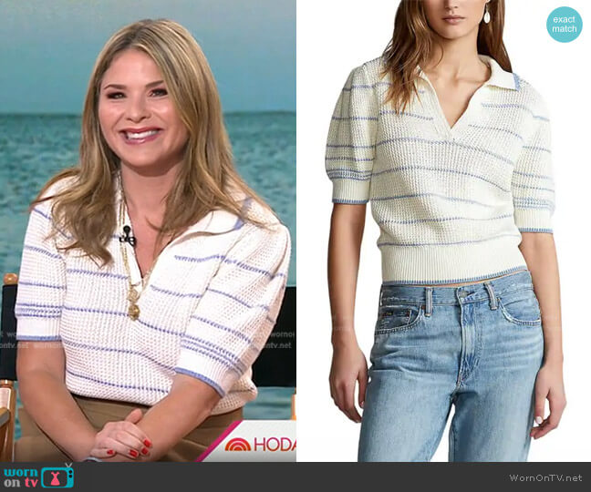 Striped Knit Polo by Ralph Lauren worn by Jenna Bush Hager on Today
