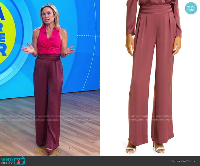 Wide Leg Silk Pants by Ramy Brook worn by Amy Robach on Good Morning America