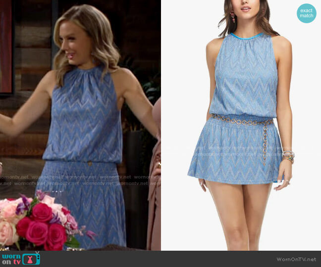 Ramy Brook Paris Dress in Ocean worn by Abby Newman (Melissa Ordway) on The Young and the Restless