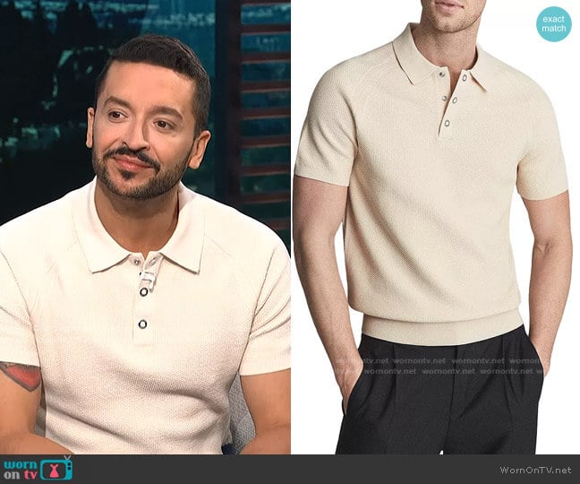 Alan Cotton Stretch Textured Polo Shirt by Reiss worn by Jai Rodriguez on E! News Daily Pop