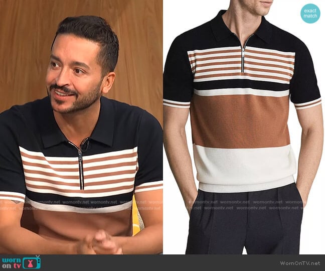 Captain Half-Zip Polo Shirt by Reiss worn by Jai Rodriguez on E! News Daily Pop