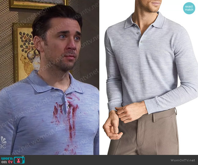 Trafford Long Sleeve Merino Wool Polo by Reiss worn by Billy Flynn on Days of our Lives