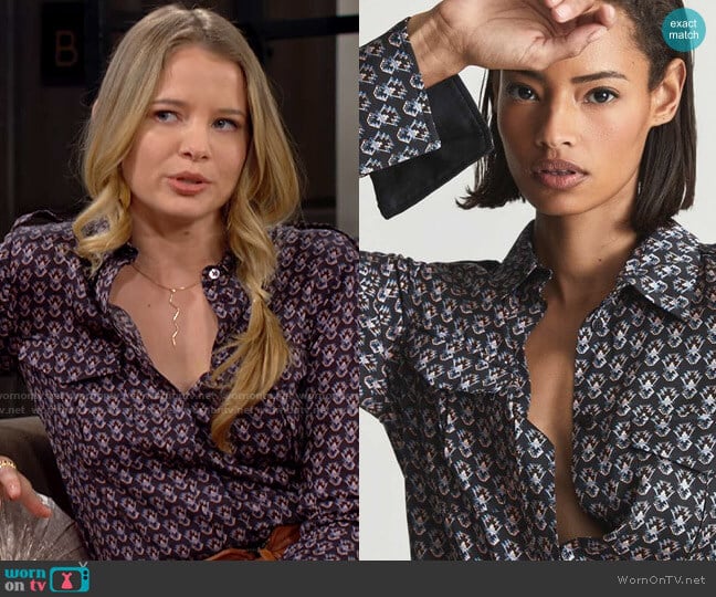 Reiss Lola Printed Shirt worn by Summer Newman (Allison Lanier) on The Young and the Restless