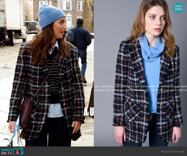 Riani Plaid Boucle Coat worn by Dawn Solano (Sara Bareilles) on Girls5eva