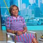 Robin’s geometric polo sweater and skirt on Good Morning America