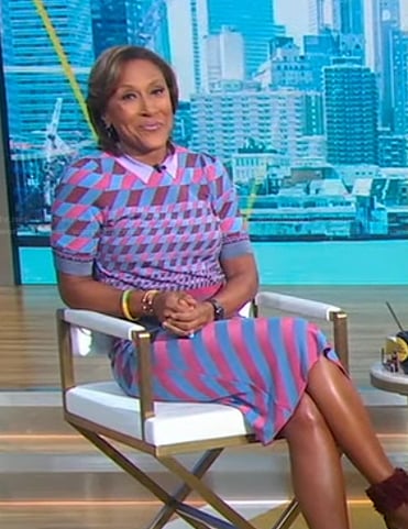 WornOnTV: Robin’s geometric polo sweater and skirt on Good Morning ...