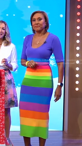Robin's rainbow stripe dress on Good Morning America