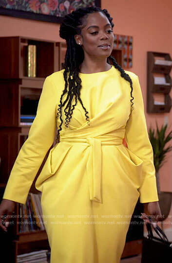 Sabrina's yellow draped waist dress on Riverdale