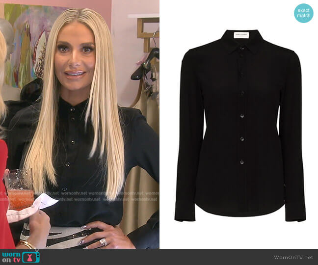 Classic Collar Silk Shirt by Saint Laurent worn by Dorit Kemsley on The Real Housewives of Beverly Hills
