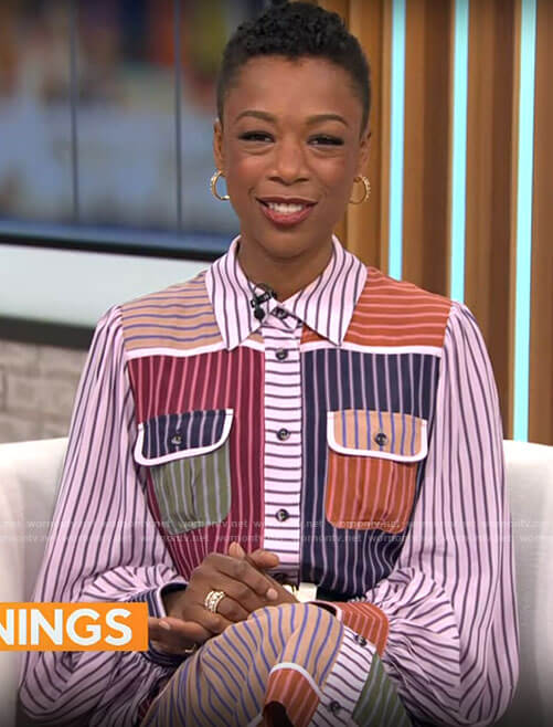 Samira Wiley’s striped shirtdress on CBS Mornings