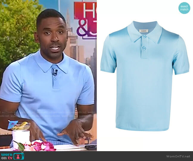 Slim-Cut Polo Shirt by Sandro worn by Justin Sylvester on Today