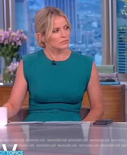 Sara's teal belted sheath dress on The View