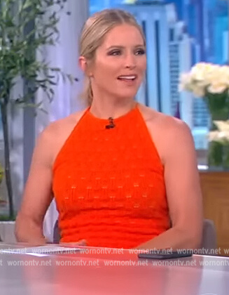 Sara’s orange textured midi dress on The View