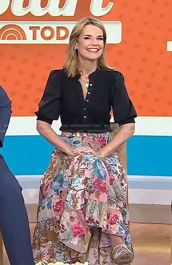 Savannah's black top and floral skirt on Today