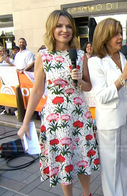 Savannah's white carnation sleeveless dress on Today