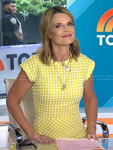 Savannah’s yellow textured check dress on Today