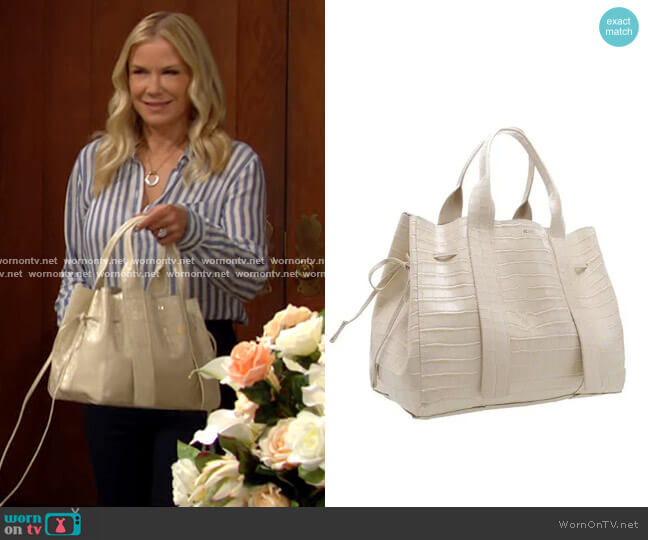 Schutz Maxi Crocodile-Embossed Leather Bag worn by Brooke Logan (Katherine Kelly Lang) on The Bold & the Beautiful