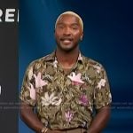 Scott’s green floral print shirt on Access Hollywood