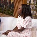 Deborah Roberts’s white chain print dress on Good Morning America