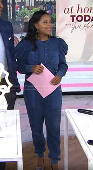 Sheinelle’s blue puff sleeve jumpsuit on Today