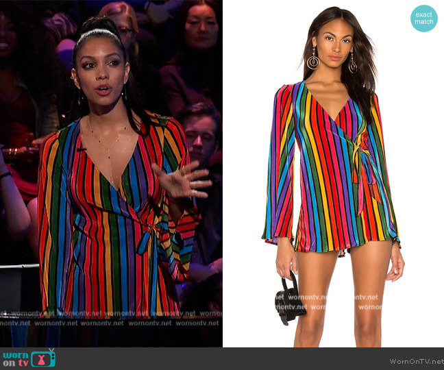 Caleb Romper by Show Me Your Mumu worn by Corinne Foxx on Beat Shazam