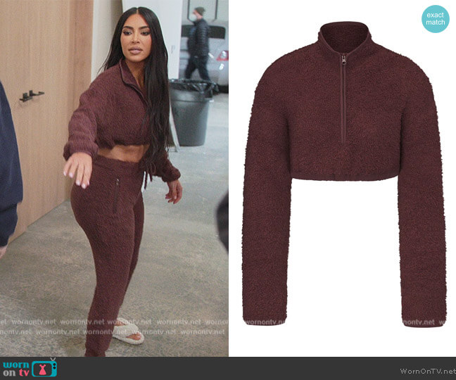 Cozy Knit Cropped Pullover by Skims worn by Kim Kardashian (Kim Kardashian) on The Kardashians